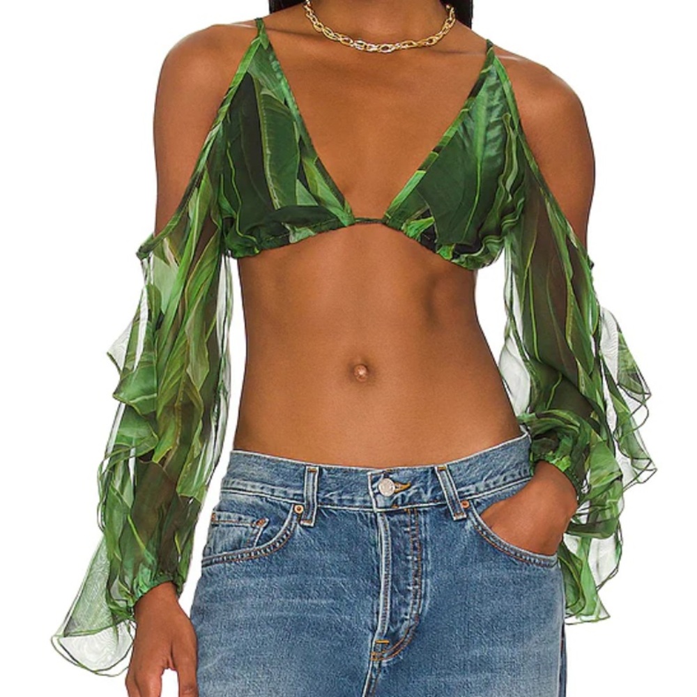 REVOLVE KIMMIE COLD SHOULDER TOP IN GREEN
